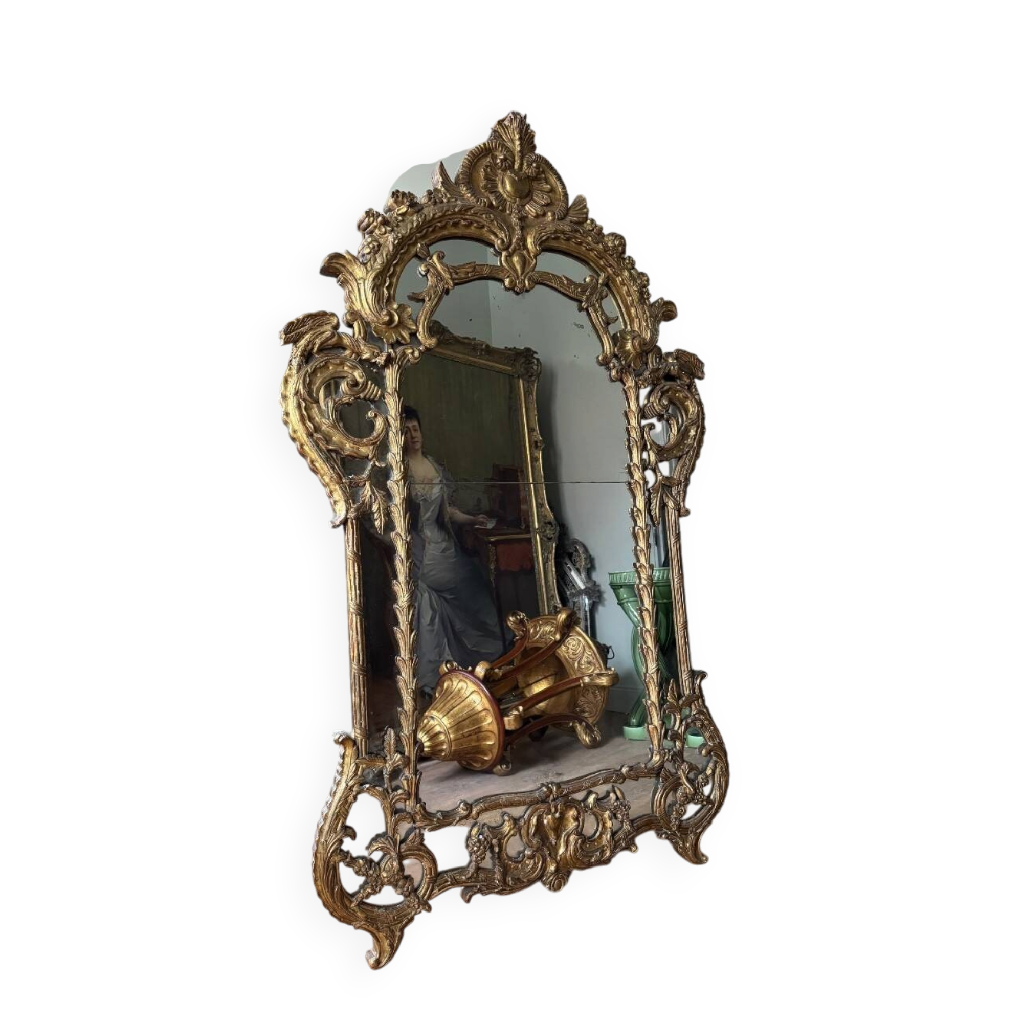 Miroir de style Louis XV en bois doré d’époque Napoléon III