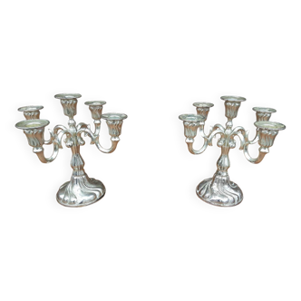 Pair of 5-branch candlesticks (stamped Quist)