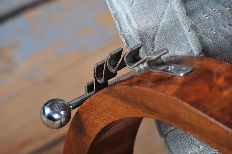 Czech Art Deco Walnut and Chrome Reclining Armchair, 1930s