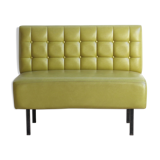 Banquette bistrot capitonnée années 50/60 en skaï vert kaki