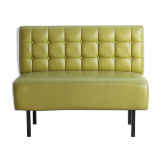 Banquette bistrot capitonnée années 50/60 en skaï vert kaki