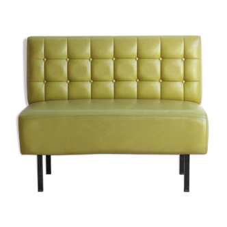 Bench padded bistro in khaki green leatherette 50/60