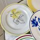 Lot de 6 assiettes plates dépareillées Digoin Sarreguemines et Gien années 30-40