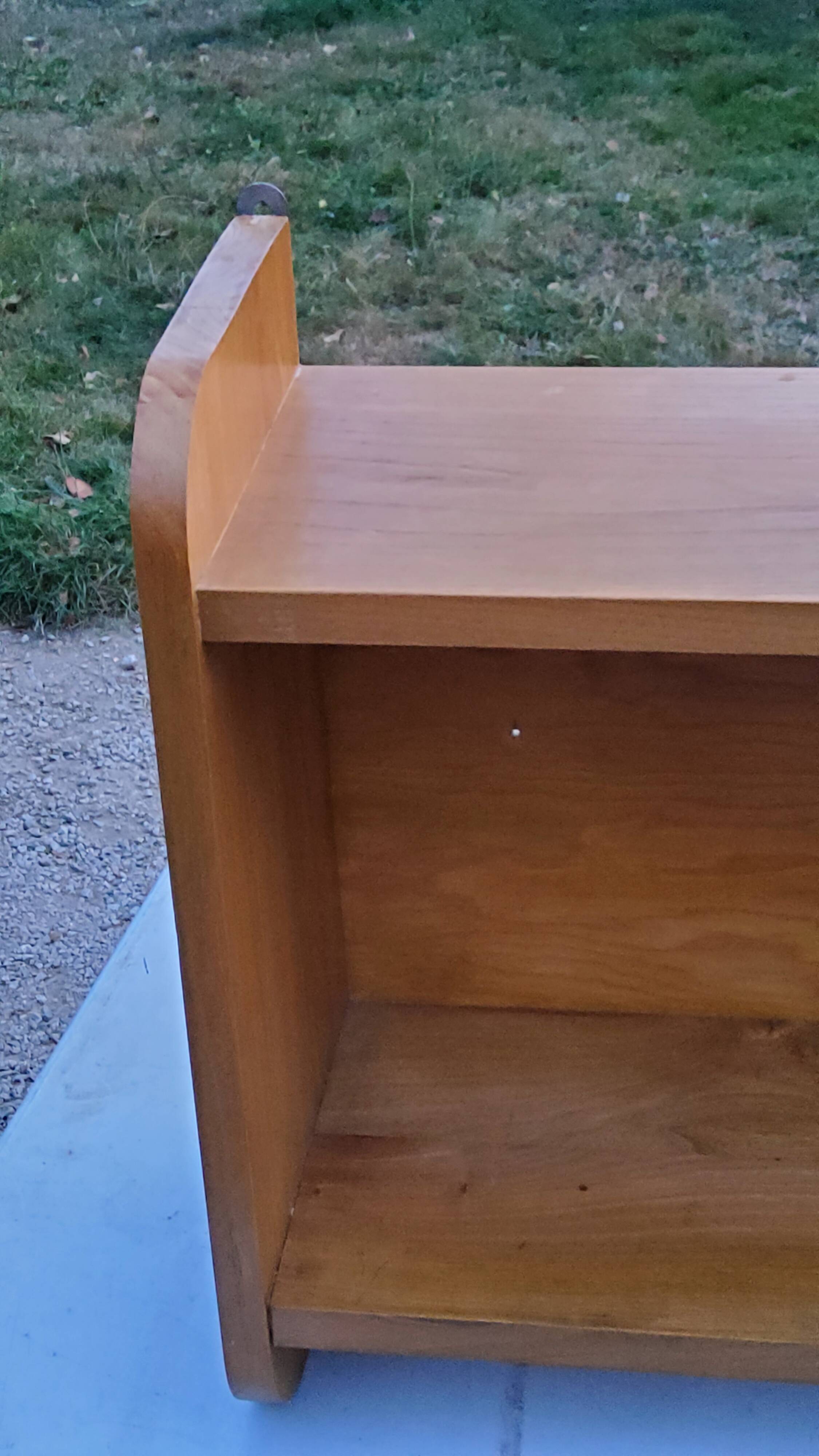 Double wall shelf in solid blond oak from the 1950s