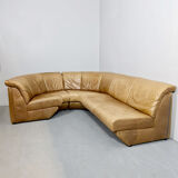 Vintage design leather curved modular sofa Rolf Benz