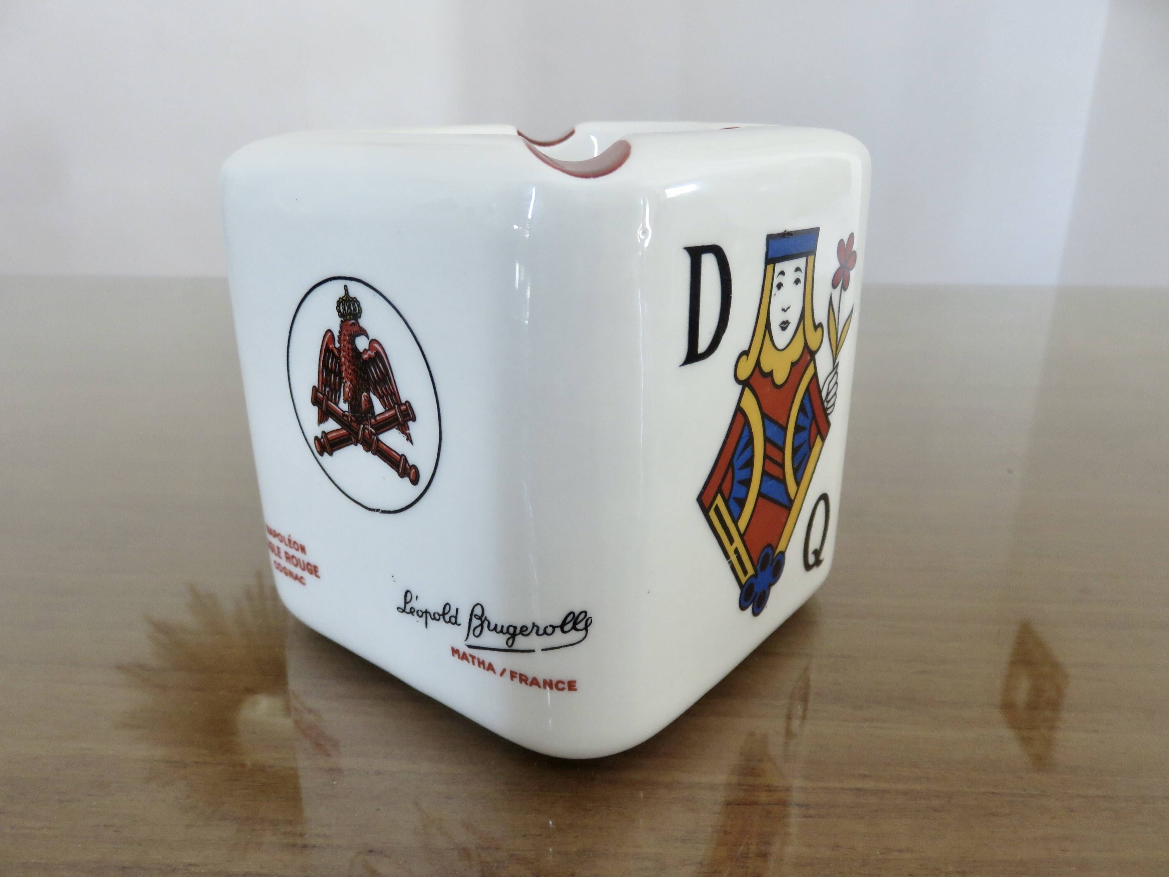 Vintage ceramic ashtray, playing cards, 50s 60s.