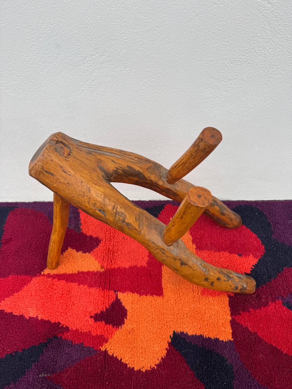 Brutalist style wooden magazine rack from the 1960s