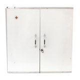 Medicine cabinet space metal double door with key Nightingale vintage