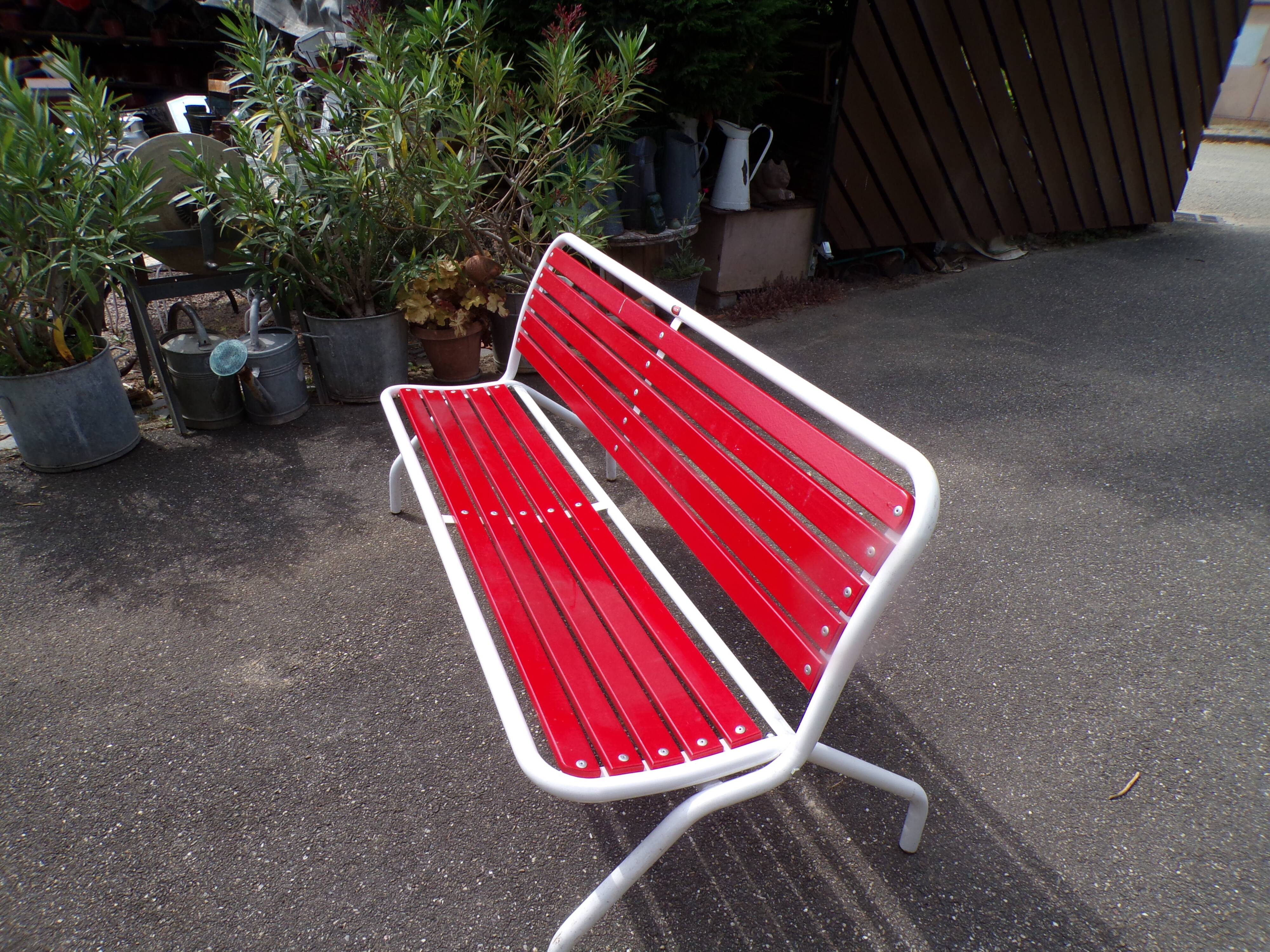 Old folding wooden and metal bench