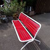Old folding wooden and metal bench