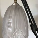 Lampe excentrée moderniste / art déco fer forgé tulipe signée sonover