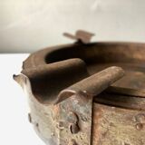 Wrought iron and wood ashtray, Brutalist style, 23rd century