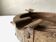 Wrought iron and wood ashtray, Brutalist style, 23rd century