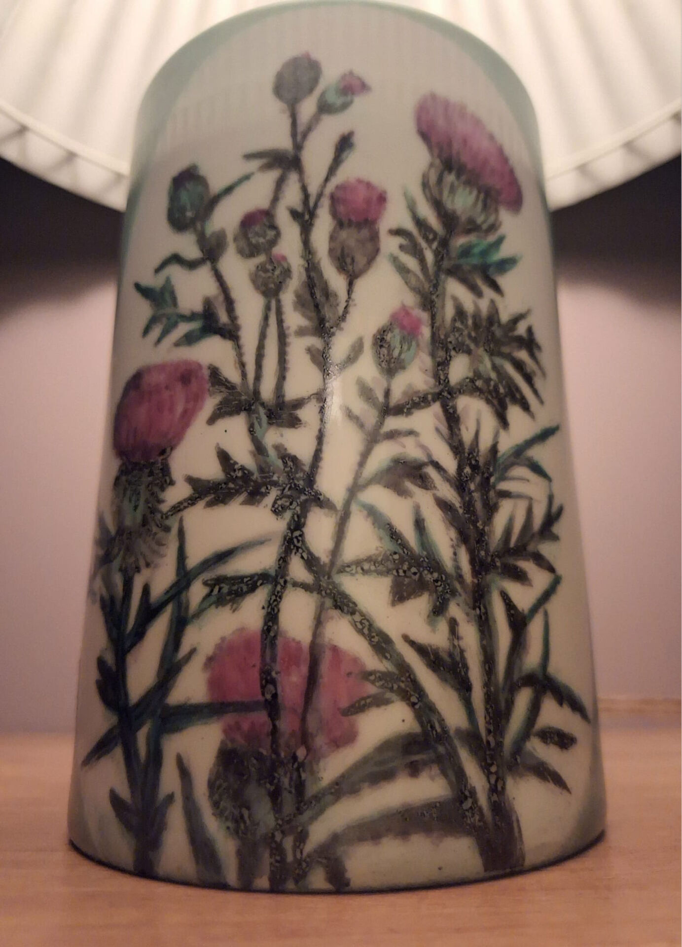 Vintage ceramic lamp, AK Kaiser, Germany, antique light fixture.