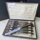Box of 12 old cheese knives Stainless steel and bovine horn 202
