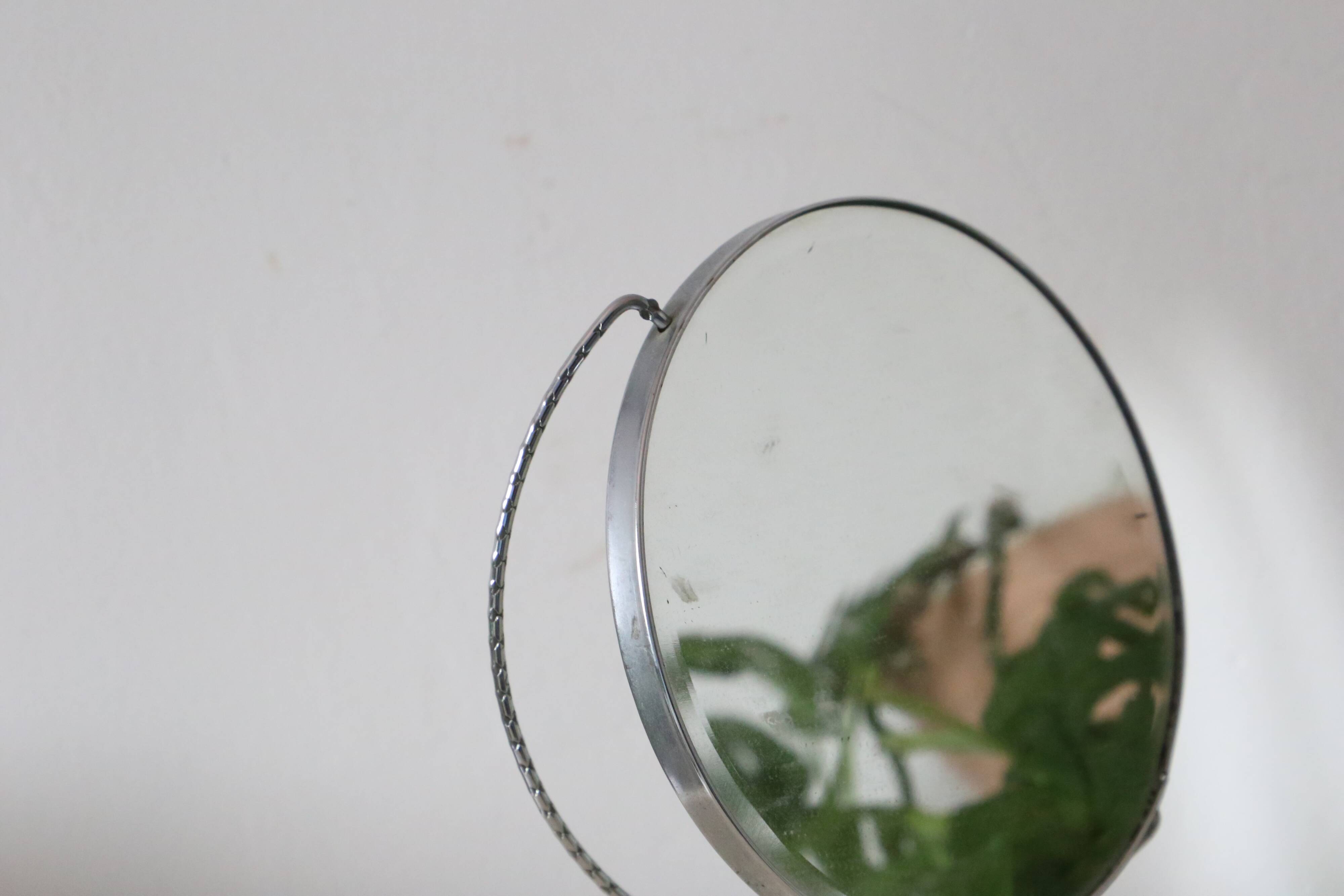 Standing mirror, porcelain base, vintage