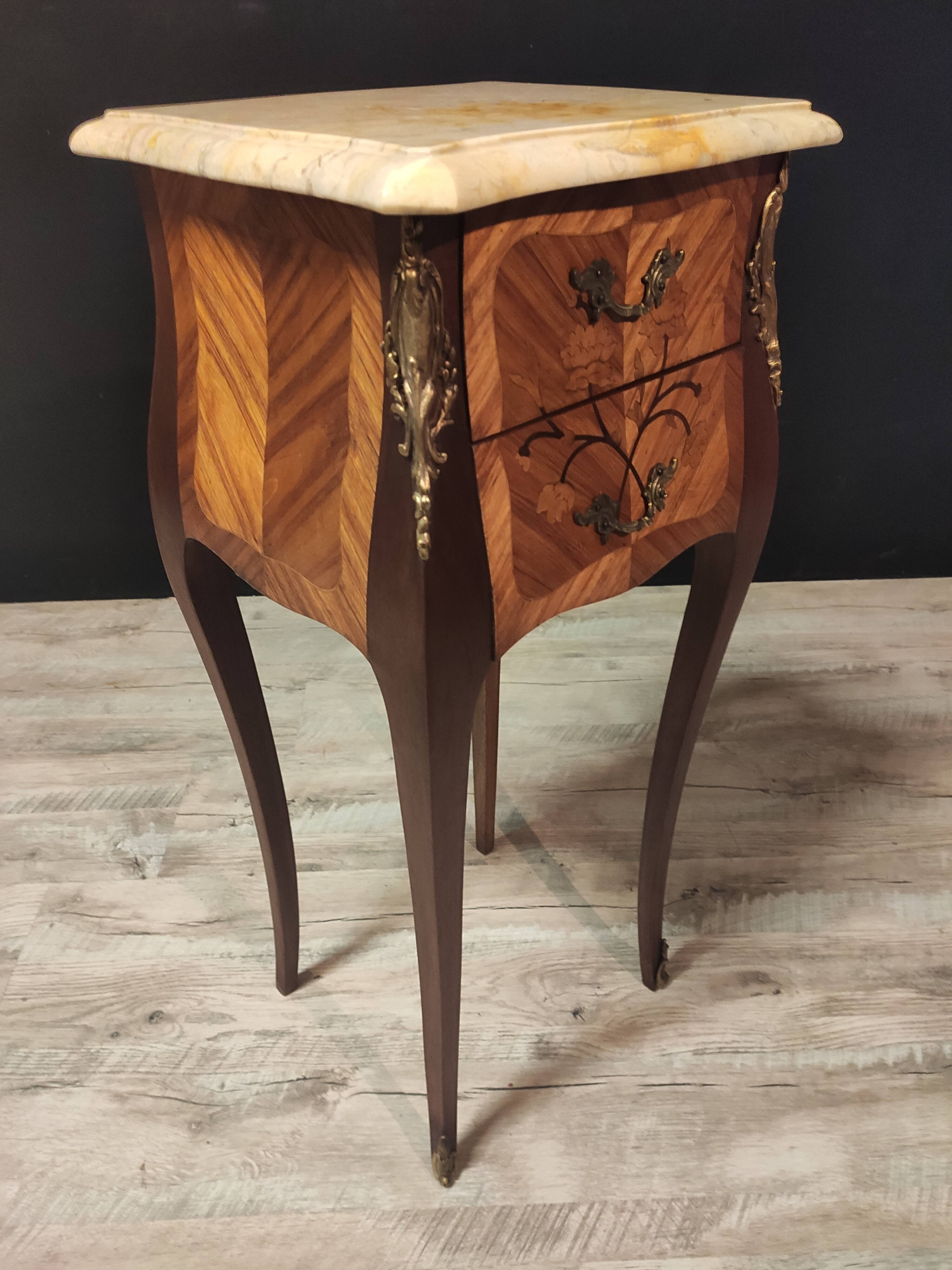 Pair of narrowed bedside tables in the style of Louis XV