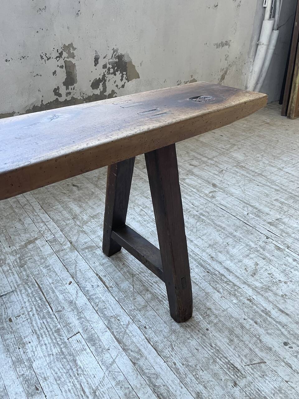 Pair of benches in walnut and solid oak 230 cm