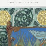 Poster “Kingfisher and Fish”, after an Art Nouveau lithograph