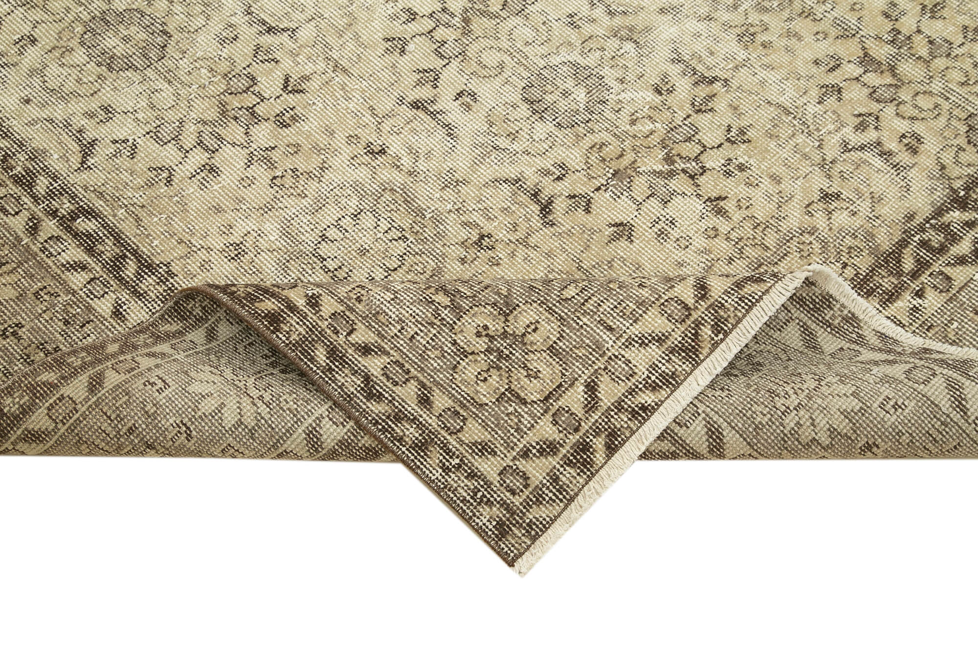 Handmade antique oriental beige carpet 208 cm x 303 cm