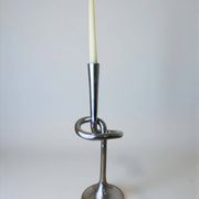 XL knotted candlestick in solid aluminium, Italy, 1980s