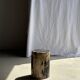 Black petrified wood side table with beige side H35 D24 - 3352