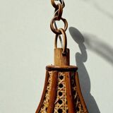 Vintage rattan hanging lamp – woven bamboo pendant light – boho design