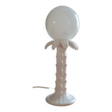 Ceramic palm lamp and white opaline globe
