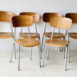 Chaises d'école vintage, lot de 6