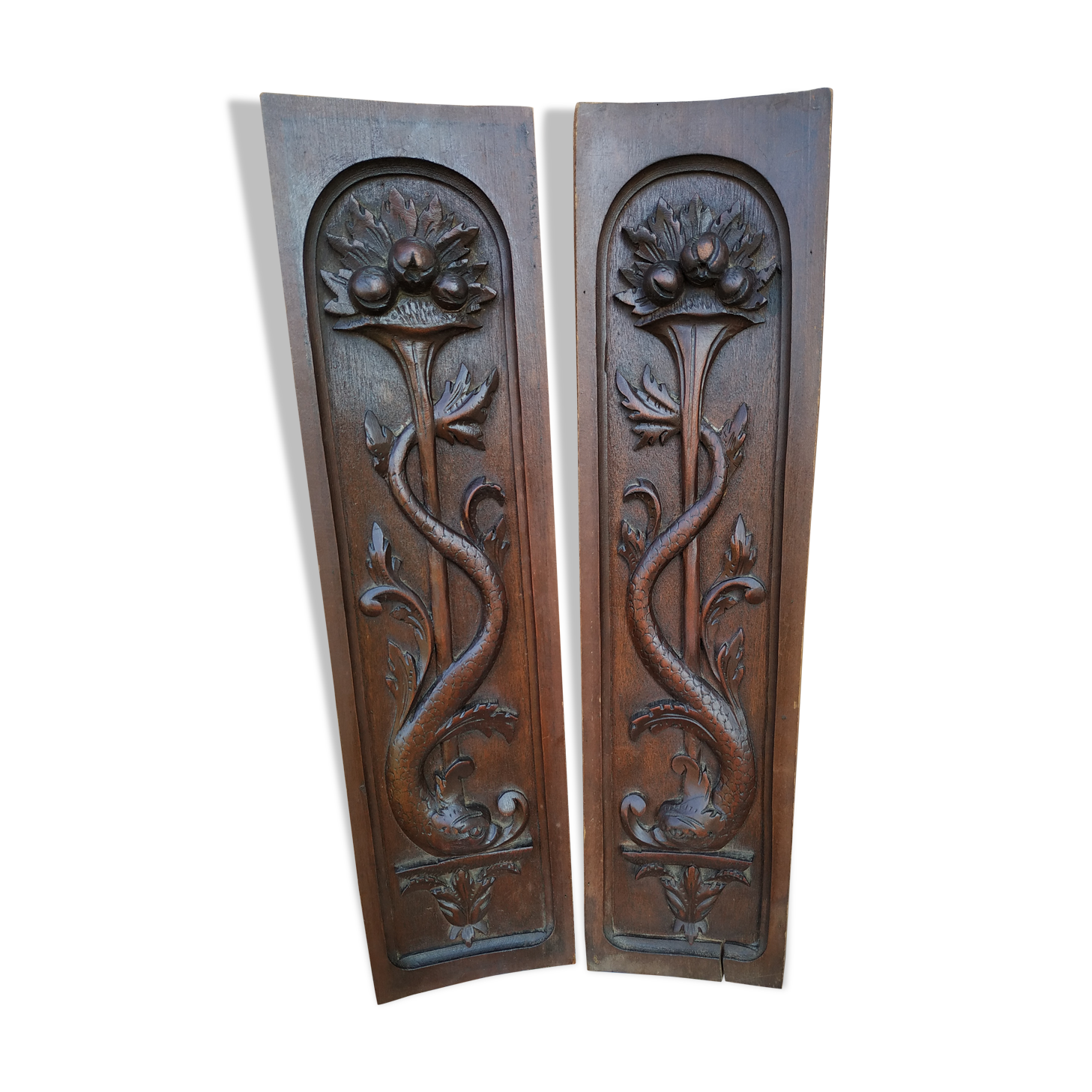Pair of decorative panels carved wood Renaissance decoration