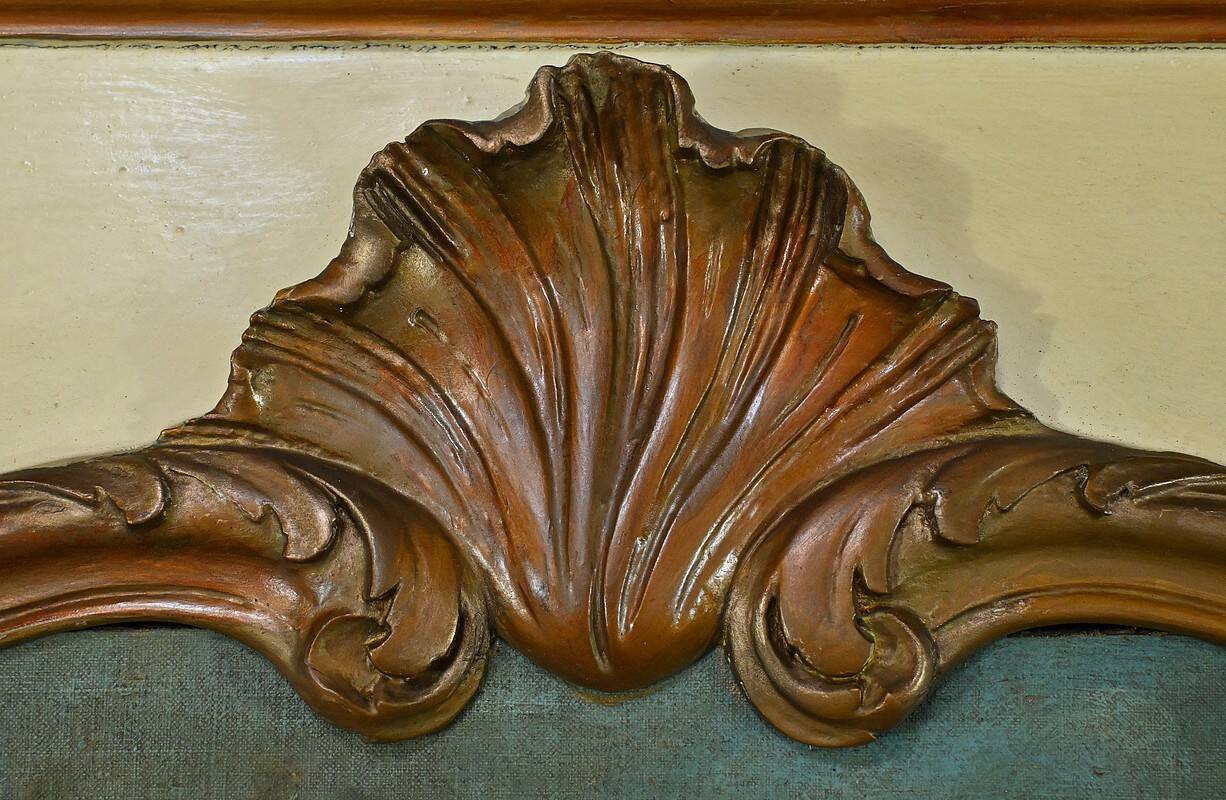 Painted Wooden Trumeau Mirror, Louis XV Style – Late 19th Century