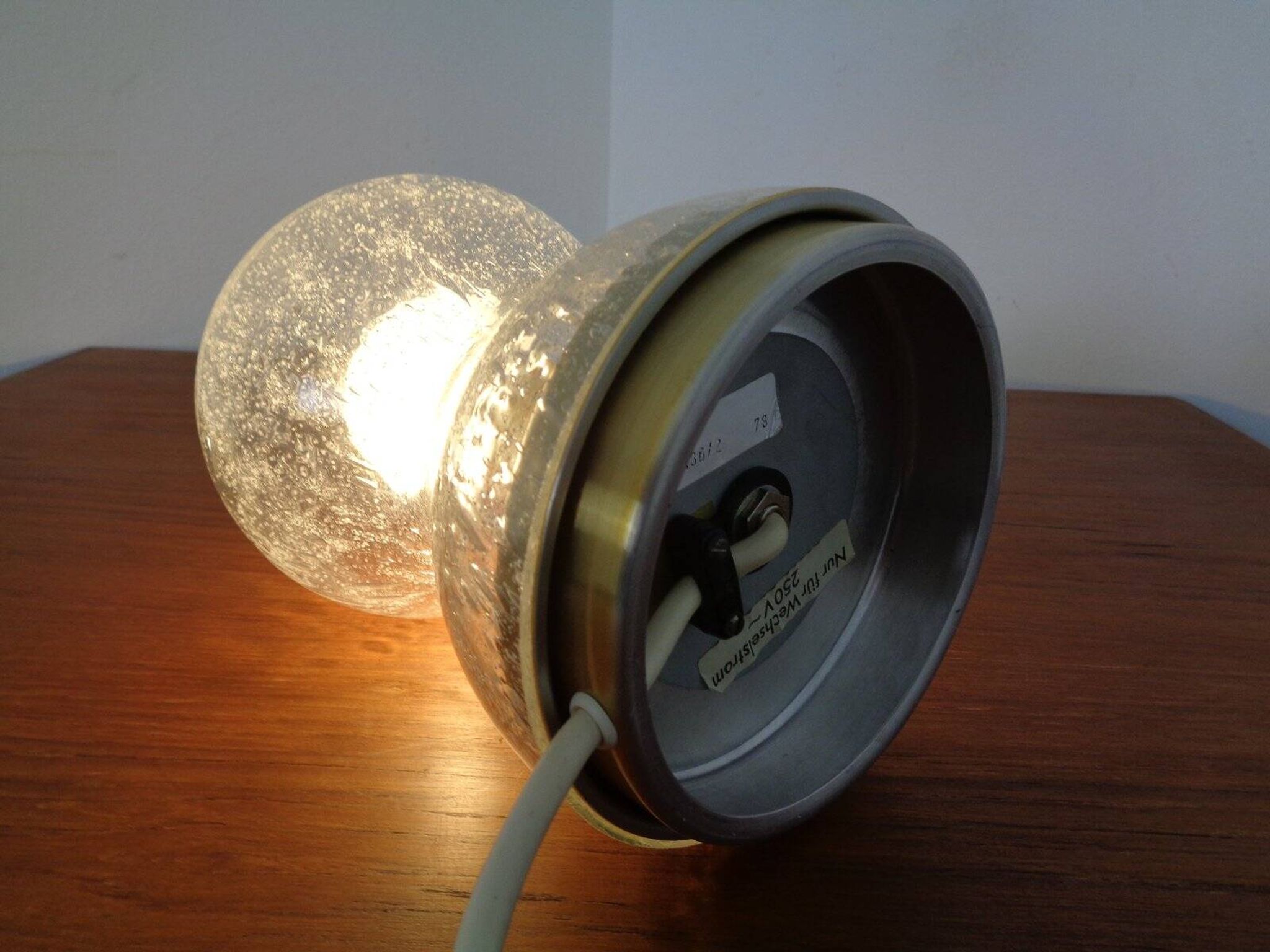 Iceglass & Brass Table Lamp from Doria Leuchten, 1960s