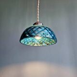 Blue glass églomisé pendant light, 1920s