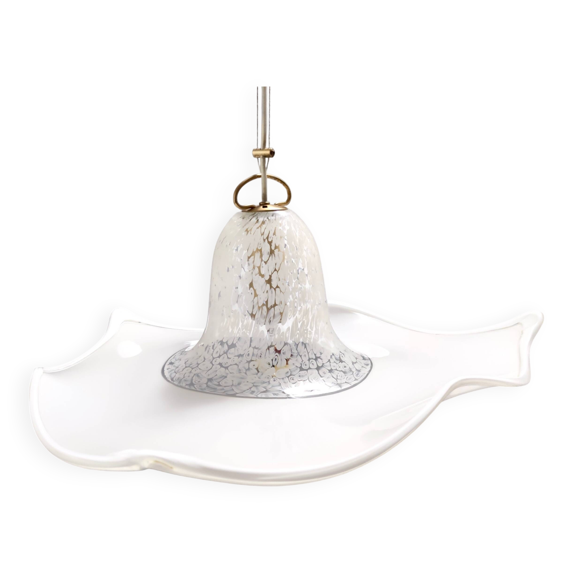 White Murano Glass Pendant Marked La Murrina, Italy, 1980s