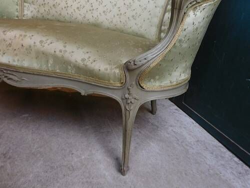 LOUIS XV 2-SEATER SOFA GREEN GREY
