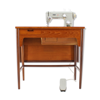 1960s teak sewing table or table with built in sewing machine, denmark