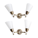 Pair of wall sconces in gold metal and plexiglass, 50 years