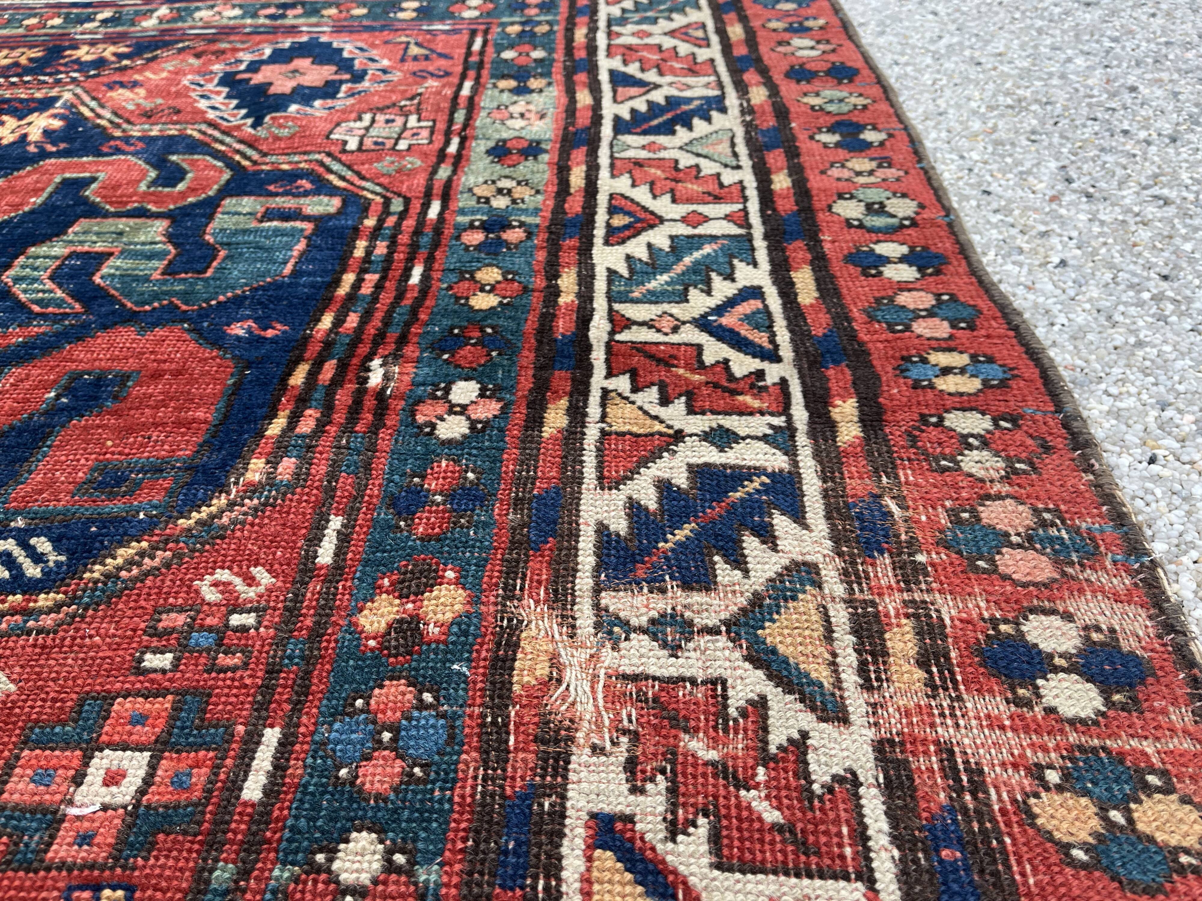 Old Carpet of the Caucasus, Kazak Cloud Band, Circa 1880