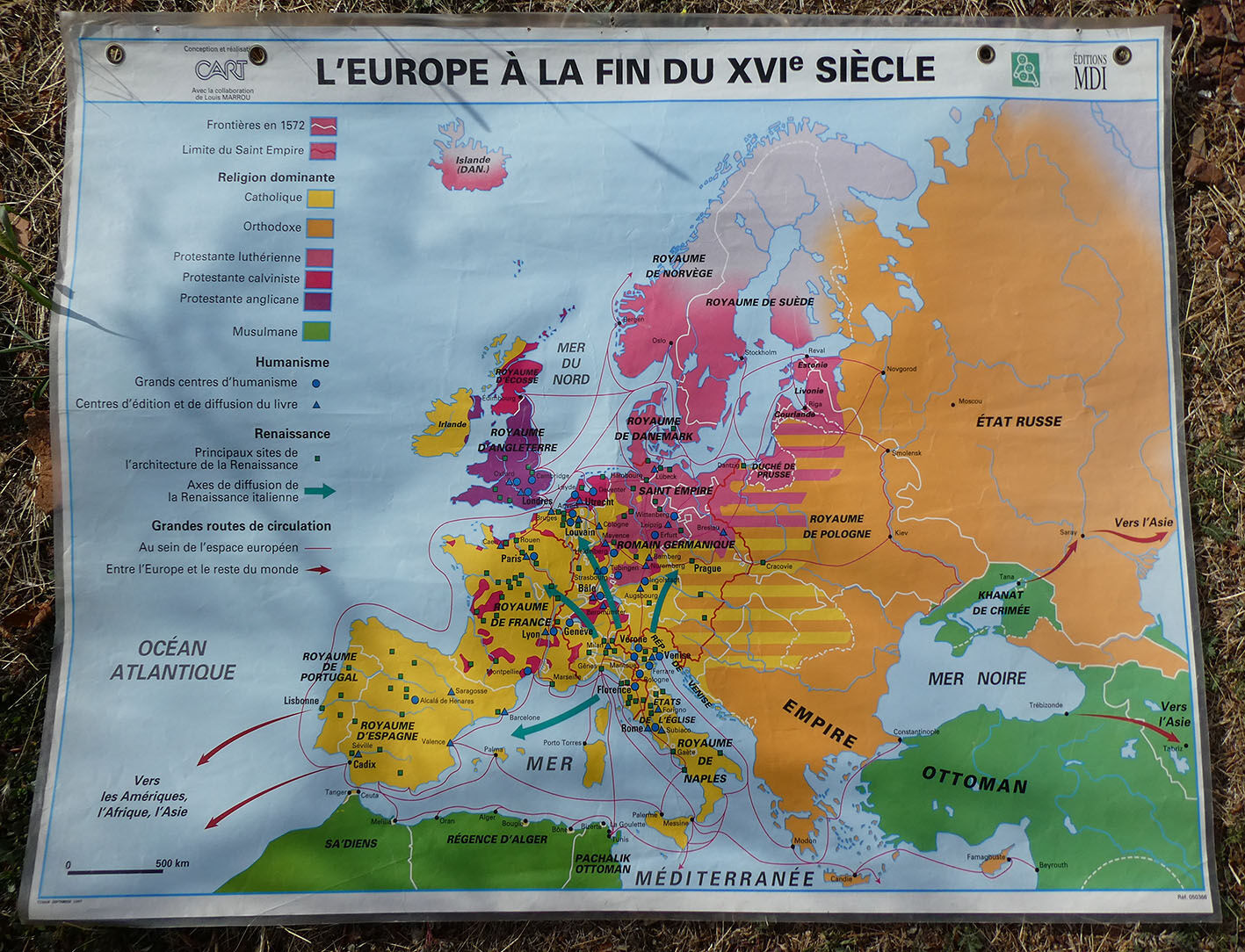 Old school MDI map "The world at the end of the 16th century"