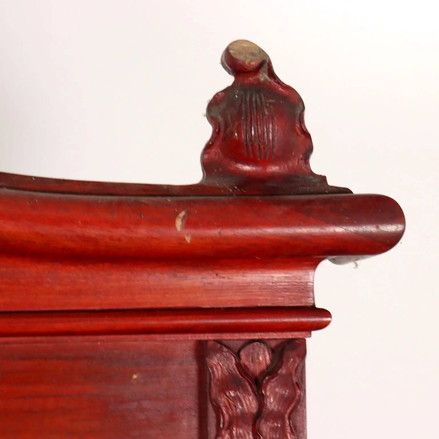 Antique Art Nouveau walnut buffet with decorations, Italy, 19th century.
