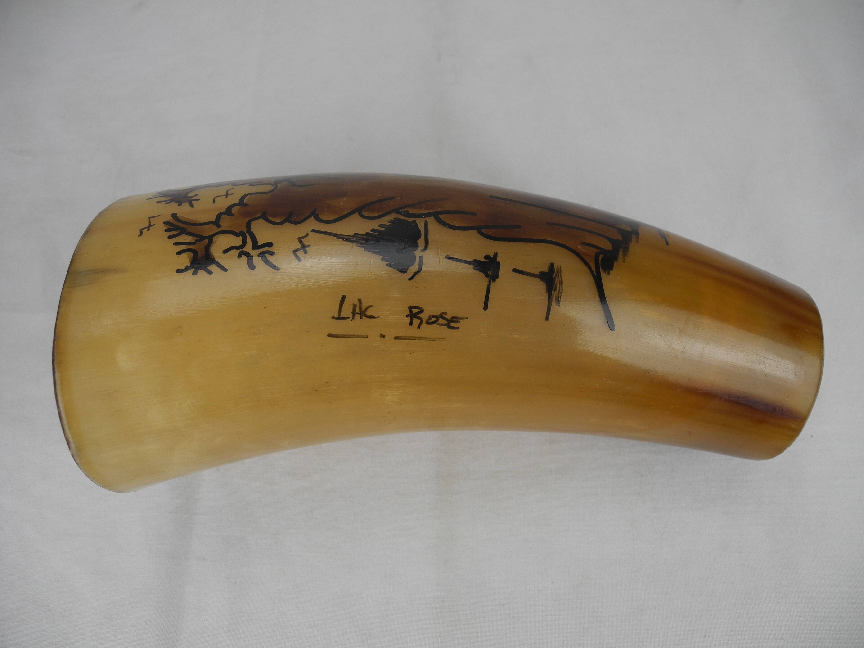Old glass horn african art senegal lac rose vintage horn glass african art