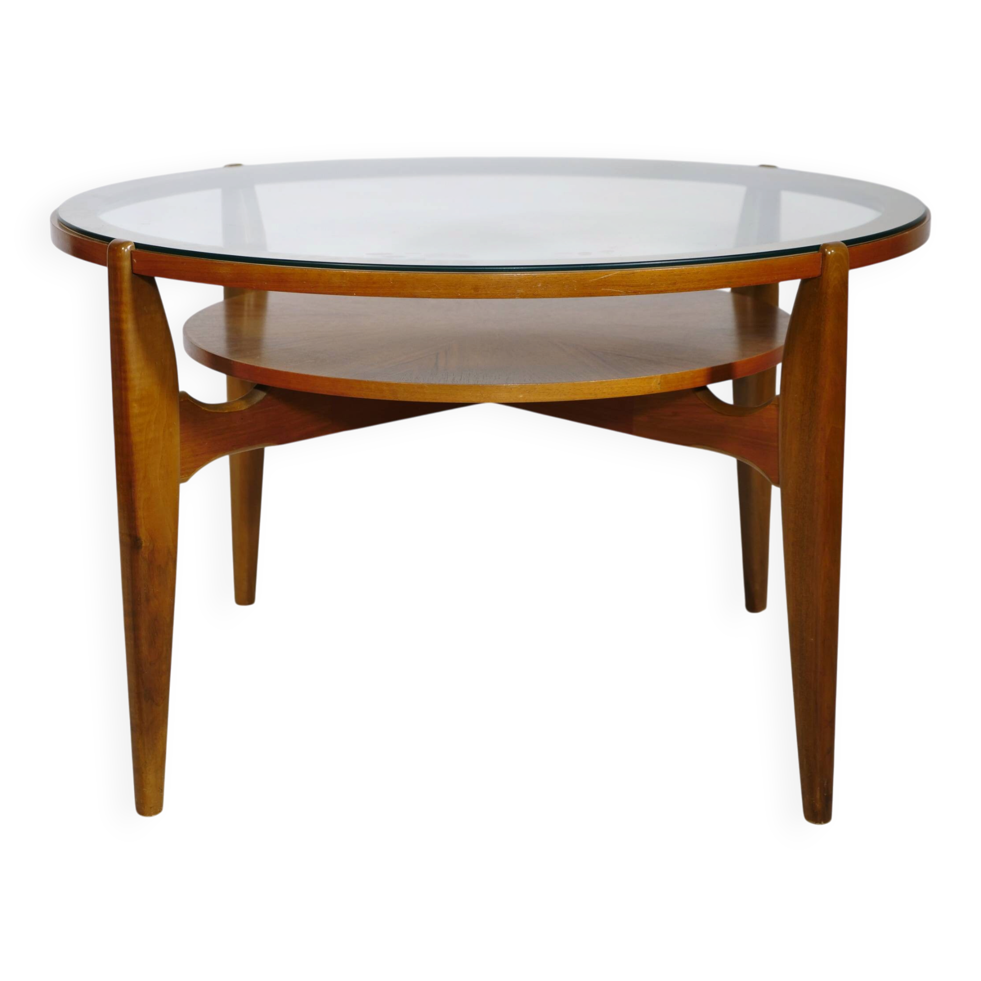 Mid-Century Coffee Table Walnut and Glass by Wilhelm Renz, 1960s