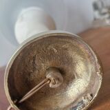 Neo-Empire style table lamp in alabaster and brass - V-shaped tulip shade