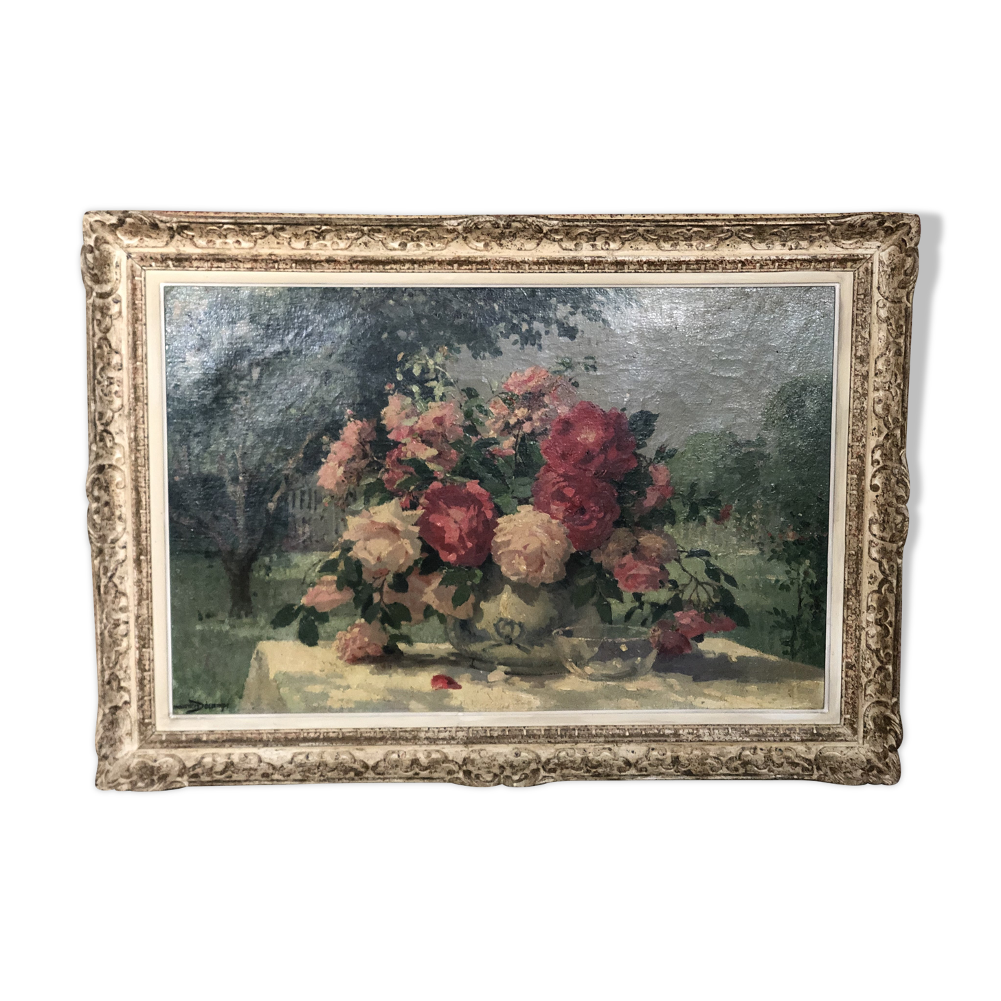 Huile sur toile "Bouquet de roses" signée Maurice Décamps