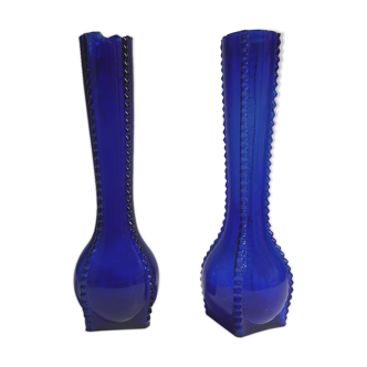 Paire de vases soliflores bleus