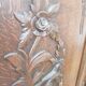 pair of antique solid oak cabinet doors with bird decor
