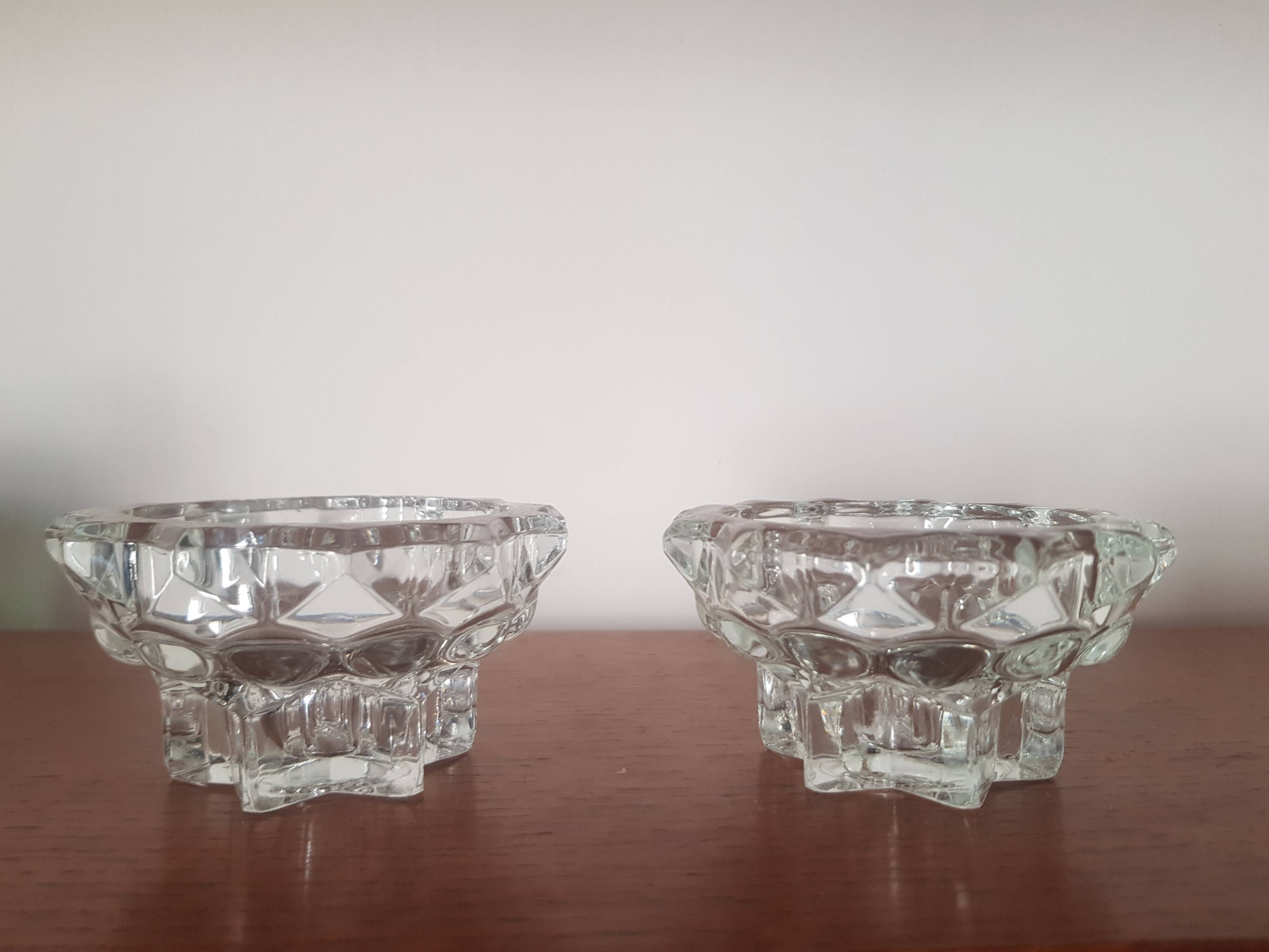 Set of 2 glass candle holders