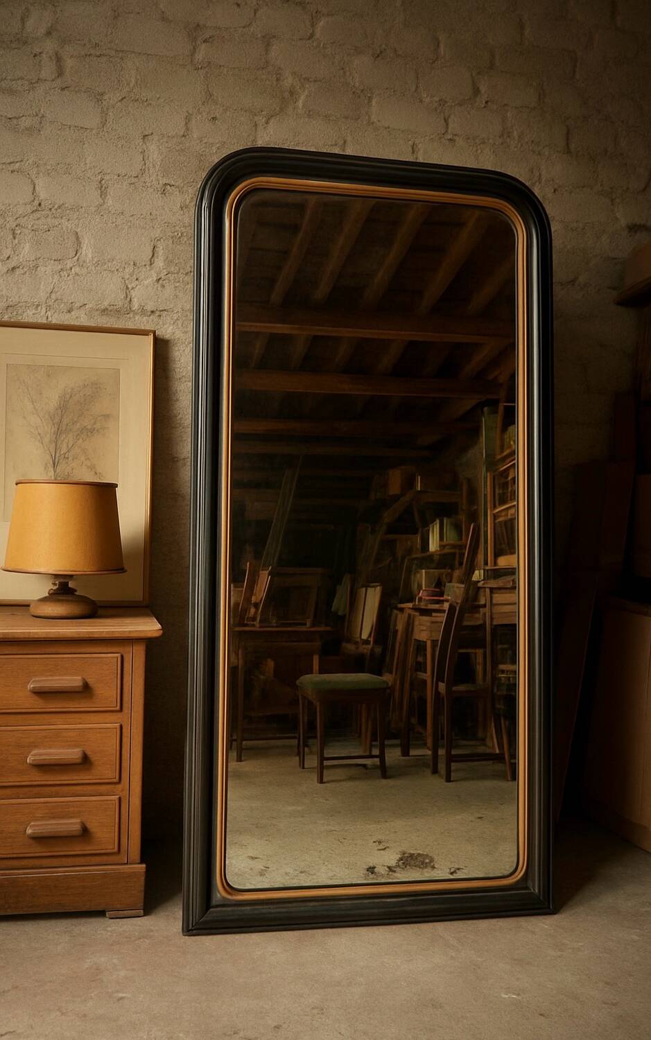 Very large antique shop mirror