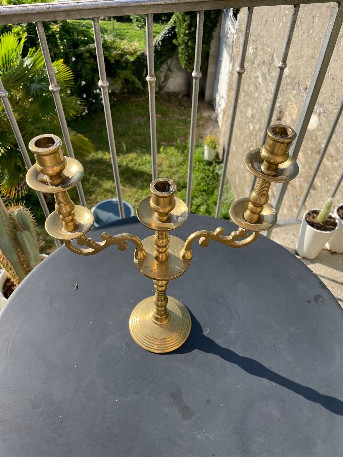 Old brass candle holder