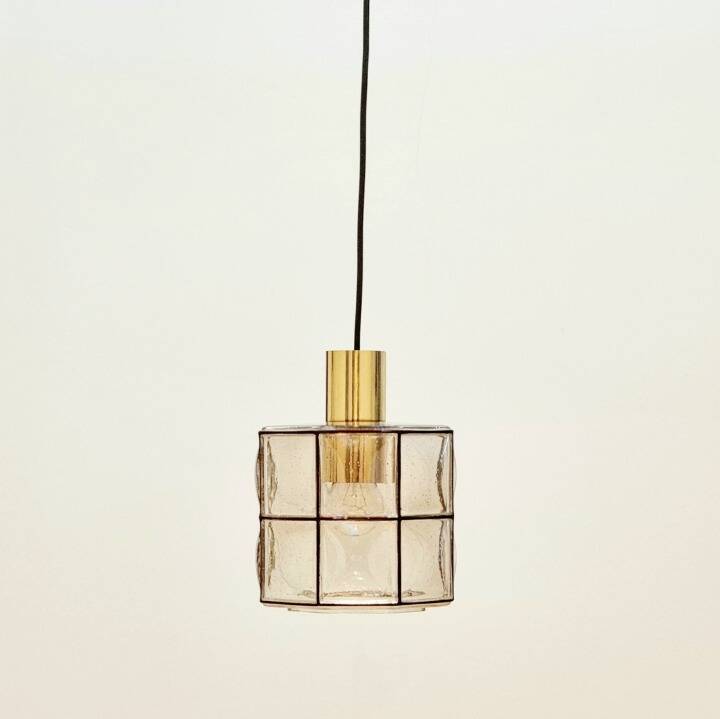Mid-Century Glass & Brass Pendant/Ceiling Light from Limburg, 1960s